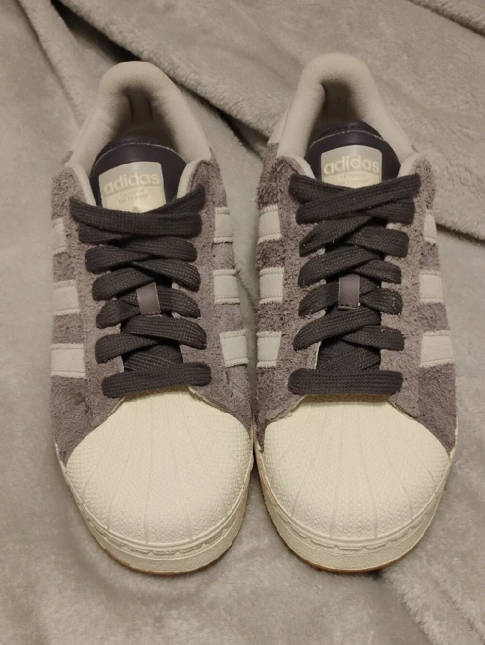 Adidas Women’s Superstar Suede Sneakers in Gray/Lavender And White